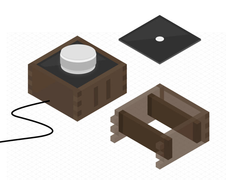 knobbox v1 design as isometric sketch