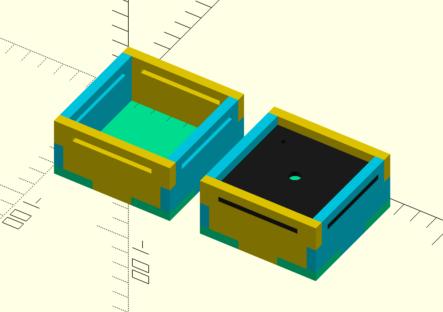 OpenSCAD render of knobbox v4